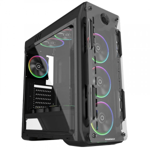 Case ATX GAMEMAX Optical, w/o PSU, 4x120mm ARGB  fans, Fan controller, Transparent, USB3.0, Black