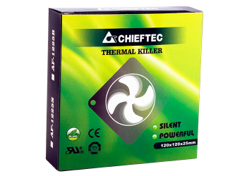 PC Case Fan Chieftec AF-1225S, 120x120x25 mm, 24-27 dB, 1350RPM, 55 CFM, 3pin/Molex