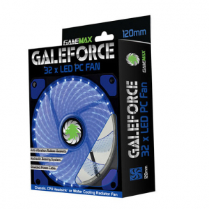 PC Case Fan GAMEMAX GMX-GF12B, 120mm, 23.4dB, 46.5CFM, 1100RPM, Hydraulic bearing, Blue LED, 3&4 Pin