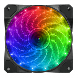 PC Case Fan GAMEMAX FN-12Rainbow-M, 120mm, ARGB, 15 LED, 24dB, 53 CFM, 1100RPM, Hydro Bearing, Black