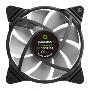 PC Case Fan GAMEMAX FN-12Rainbow-C, 120mm, ARGB, 28.8dB, 33 CFM, 1100RPM, Hydro Bearing, Black