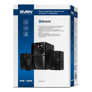 Speakers SVEN "MS-305" Bluetooth, SD-card, USB, FM, Remoute, Black, 40w / 20w + 2x10w / 2.1