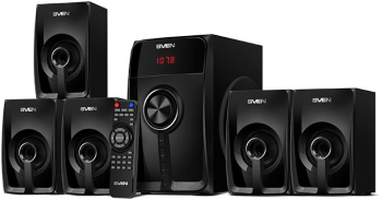 Audio System 5.1 SVEN "HT-202"  100w / 20w+5*16w, BLUETOOTH, USB, SD, FM, Display, RC, Black