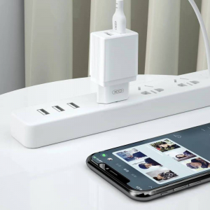 Wall Charger XO + Lightning Cable, 2USB, 2.4A, L75, White