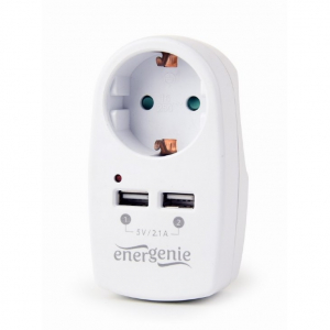 Power socket built-in, Out:1xCEE 7/4, 2xUSB, White, protective shutters, Energenie EG-ACU2-02