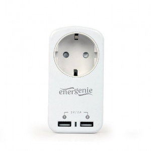  Universal USB charger, Out:CEE 7/4, 2 USB * 5V / 2.1A, In: Schuko CEE 7/4, White, EG-ACU2-01-W