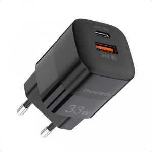 Wall Charger CHOETECH, PD5006 A+C dual port 33W, Black
