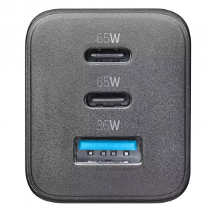 Wall Charger GAN Cellularline, 3 Ports, 2 PD + USB, 65W, Black