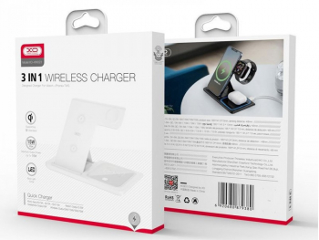 Wireless Charger XO, 3in1, WX023, White (apple supporting)