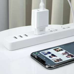 Wall Charger XO, 2USB, 2.4A, L75, White