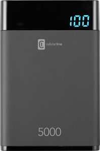 Power Bank Cellularline 5000mAh, HD Polimer Battery, Black