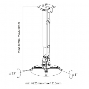 Ceiling/Wall Mount Reflecta, "TAPA" Universal  Black, 430-650mm, max.load 20kg, 23055