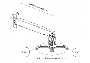 Ceiling/Wall Mount Reflecta, "TAPA" Universal  Black, 430-650mm, max.load 20kg, 23055