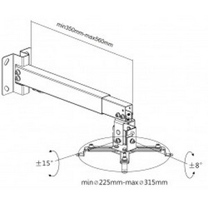 Ceiling/Wall Mount Reflecta, "TAPA" Universal  Black, 430-650mm, max.load 20kg, 23055