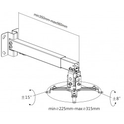 Ceiling/Wall Mount Reflecta, "TAPA" Universal  Silver, 430-650mm, max.load 20kg, 23056