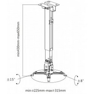 Ceiling/Wall Mount Reflecta, "TAPA" Universal  Black, 430-650mm, max.load 20kg, 23055