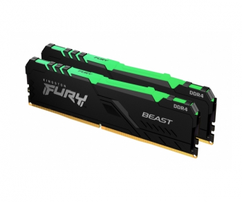 16GB DDR4-2666MHz  Kingston FURY Beast RGB (Kit of 2x8GB) (KF426C16BBAK2/16), CL16-18-18, 1.2V,Black