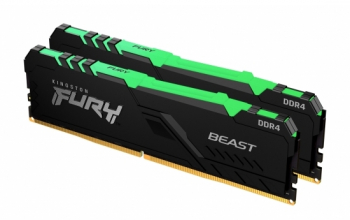 16GB DDR4-3733MHz  Kingston FURY Beast RGB (Kit of 2x8GB) (KF437C19BBAK2/16), CL19, 1.35V, Black