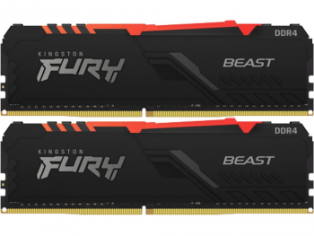 64GB DDR4-3200MHz Kingston FURY Beast RGB (Kit of 2x32GB) (KF432C16BBAK2/64), CL16, 1.35V, Blk