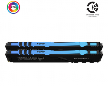 32GB DDR4-3733MHz  Kingston FURY Beast RGB (Kit of 2x16GB) (KF437C19BB1AK2/32), CL19-23-23, 1.35V