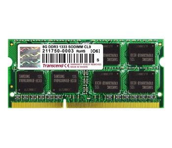 8GB DDR3 1333MHz SODIMM 204pin Transcend PC10600, CL9, 1.5V