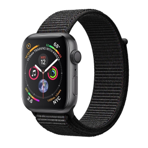 Old Apple Watch 4 44mm Space Gray Aluminum Case with Black Sport Loop, MU6E2 GPS