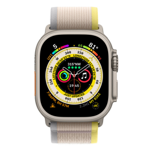 Apple Watch Ultra GPS + Cellular 49mm Titanium Case with Yellow/Beige Trail Loop - M/L, MQFU3