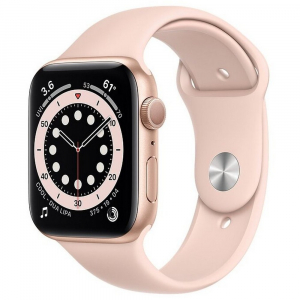 Apple Watch Series 6 GPS, 40mm Aluminum Case with Pink Sand Sport Band, MG123 GPS, Gold