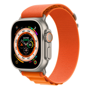 Apple Watch Ultra GPS + Cellular, 49mm Titanium Case with Orange Alpine Loop - Medium, MQFL3