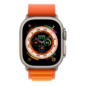 Apple Watch Ultra GPS + Cellular, 49mm Titanium Case with Orange Alpine Loop - Medium, MQFL3