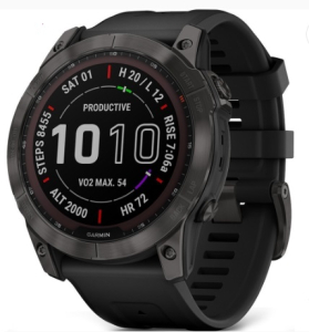 Smartwatch Garmin Fenix 7X Sapphire Solar Black DLC Titanium with Black Band