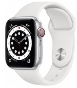 Смарт часы Apple Watch Series 6 40mm M06M3 GPS + LTE Silver Aluminum Case with White Sport Band  