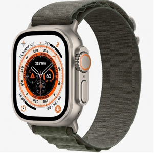 Apple Watch Ultra GPS + Cellular, 49mm Titanium Case with Green Alpine Loop - Medium, MQFN3