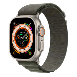 Apple Watch Ultra GPS + Cellular, 49mm Titanium Case with Green Alpine Loop - Large, MQFP3