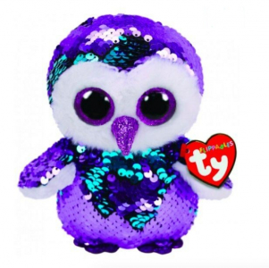TY BB Flippables MOONLIGHT - purple owl 24 cm