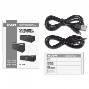 Speakers SVEN "PS-190" 10w, Black-Silver, Bluetooth, microSD, FM, AUX, Mic, 2000mA, clock