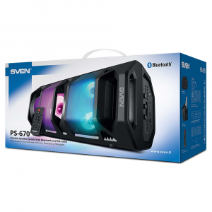 Speakers SVEN "PS-670" 65W, Black, TWS, Bluetooth, FM, USB, microSD, LED-display, RC, 2x4400mA*