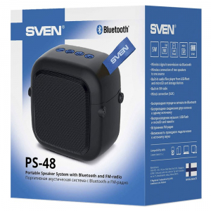 Speakers SVEN "PS- 48" Black, Bluetooth, 5W, TWS, Bluetooth, FM, USB, microSD, 500mA*h