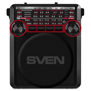 Speakers SVEN Tuner "SRP-355"  Black/Red, 3w, FM, USB, SD/microSD, flashlight