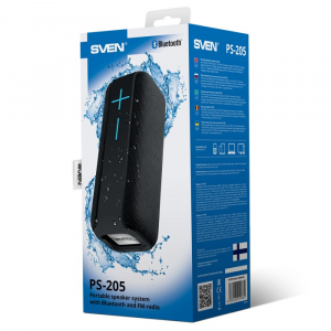 Speakers SVEN "PS-205" Black 12W, Waterproof (IPx6), TWS, Bluetooth, FM, USB, microSD, 1500mA*h