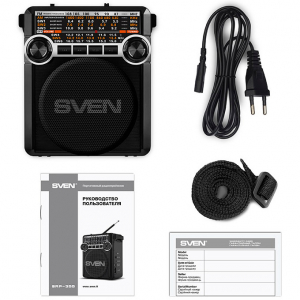 Speakers SVEN Tuner "SRP-355"  Black, 3w, FM, USB, SD/microSD, flashlight