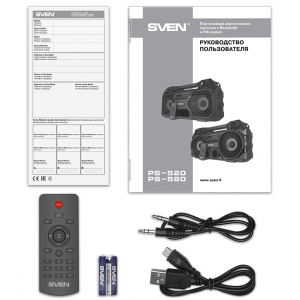 Speakers SVEN "PS-580" 36w, Black, Bluetooth, FM, USB, microSD, LED-display, RC, 2x2000mA*h