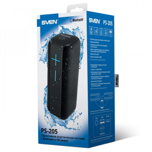 Speakers SVEN "PS-205" Black 12W, Waterproof (IPx6), TWS, Bluetooth, FM, USB, microSD, 1500mA*h