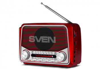 Speakers SVEN Tuner "SRP-525", Red, 3W, FM/AM/SW, USB, microSD, flashlight, battery