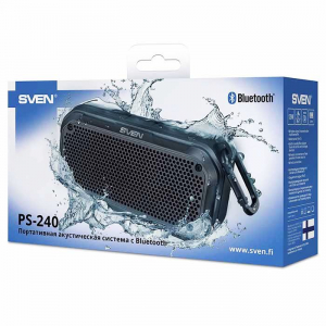 Speakers SVEN "PS-240" 10w, TWS, IPx7, Black, Bluetooth, microSD, AUX, Mic, 2000mA