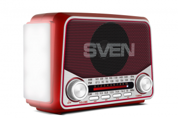 Speakers SVEN Tuner "SRP-525", Red, 3W, FM/AM/SW, USB, microSD, flashlight, battery