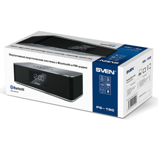 Speakers SVEN "PS-190" 10w, Black-Silver, Bluetooth, microSD, FM, AUX, Mic, 2000mA, clock