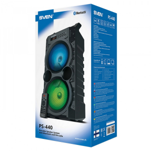 Speakers SVEN "PS-440" 20w, Black, TWS, Bluetooth, FM, USB, microSD, LED-display, RC, 2x2000mA*