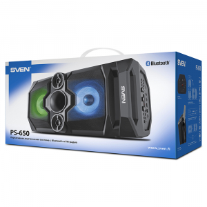 Speakers SVEN "PS-650" 50w, Black, Bluetooth, microSD, FM, AUX, USB, LED, power:8000mA, USB, DC5V