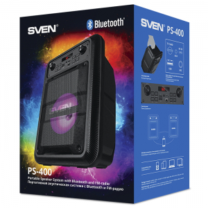 Speakers SVEN "PS-400" 12W, TWS, Bluetooth, FM, USB, microSD, LED-display, 1200mA*h